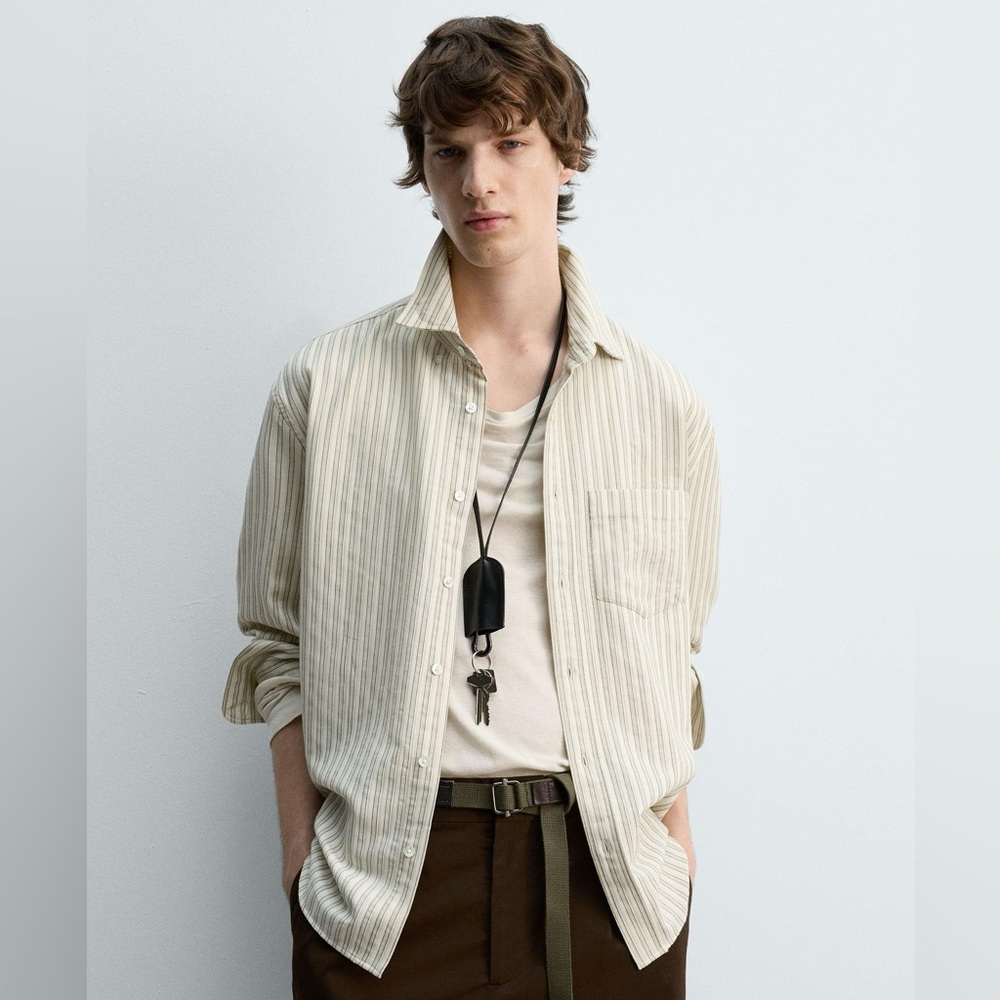 Zara Striped Button Down Long Sleeve Top
